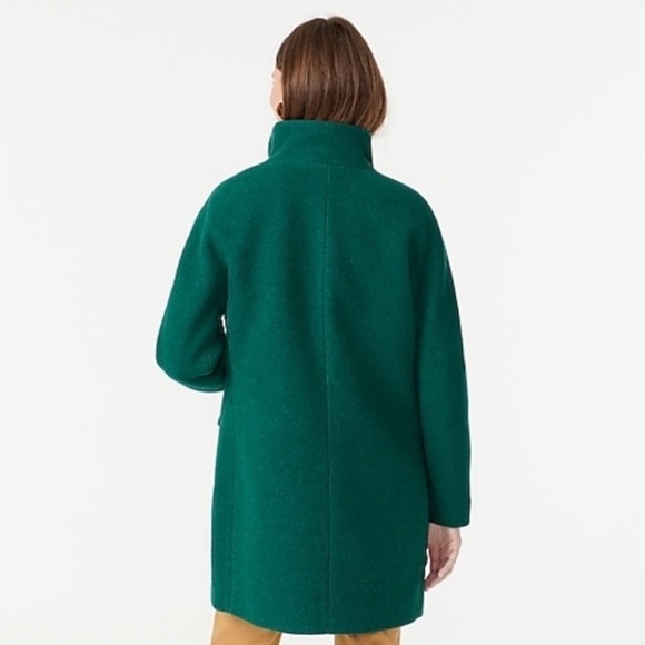 J. Crew Cocoon Coat in Italian Stadium-Cloth Wool Blend Forest Green Sz 2 TALL - Picture 3 of 14
